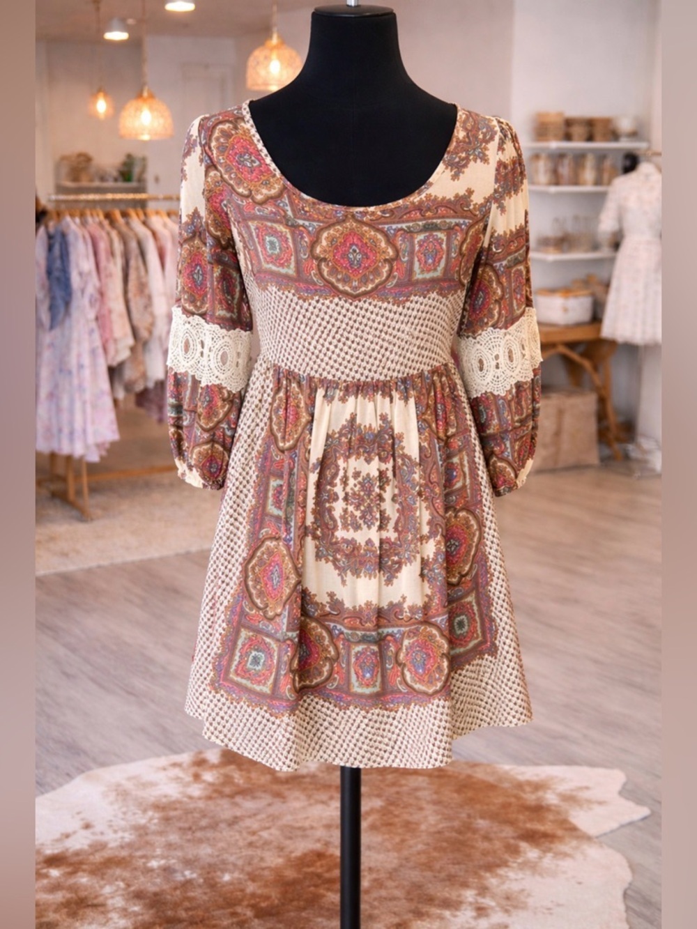 Umgee Bohemian Paisley Print Dress size small